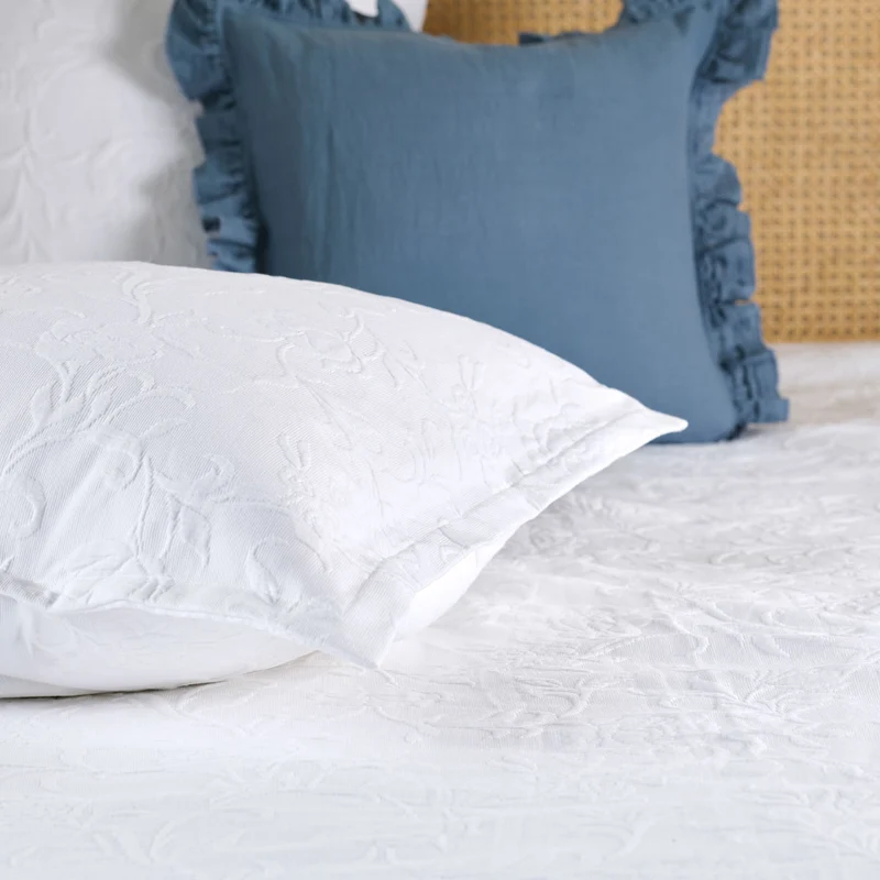 Ensemble couvre-lit et taies Plume de Coton - Coton piqué jacquard