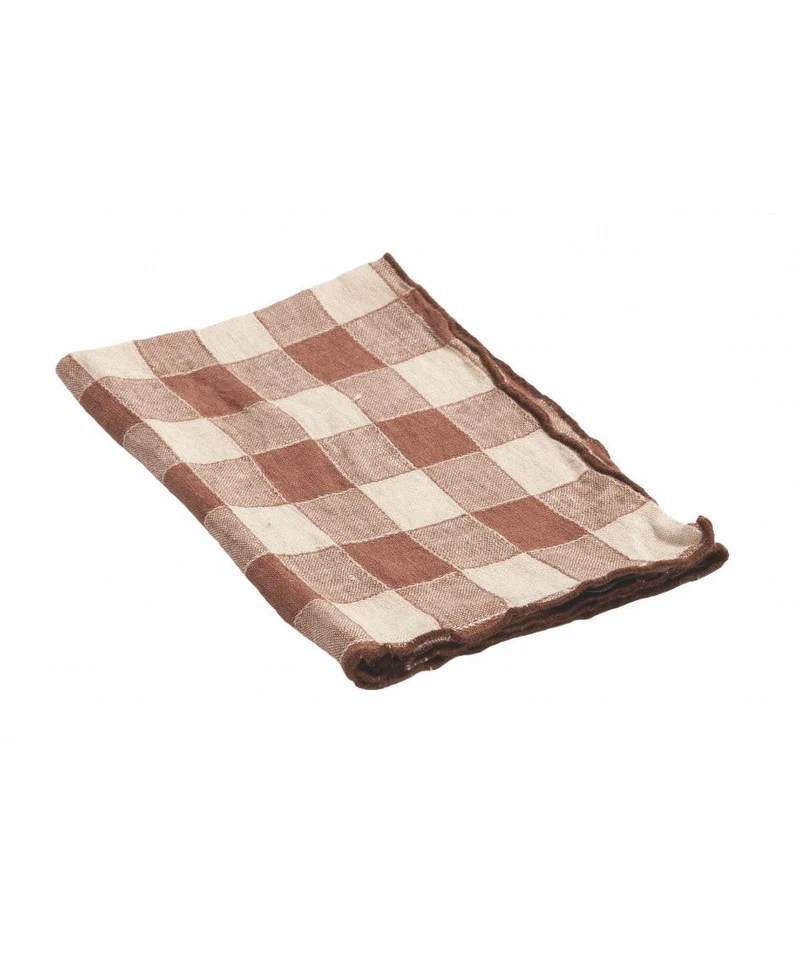 Serviette Bourdon Toile Vintage Vichy, Litchi