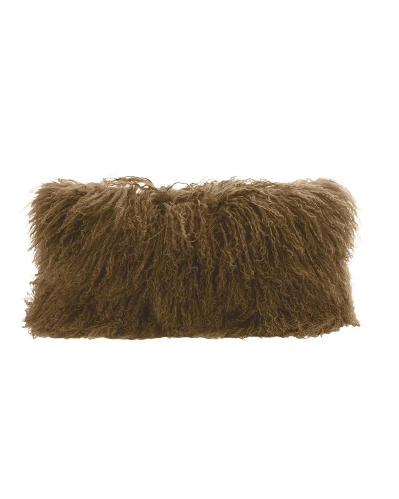 Coussin basic en peau de chèvre du Tibet, Bronze
