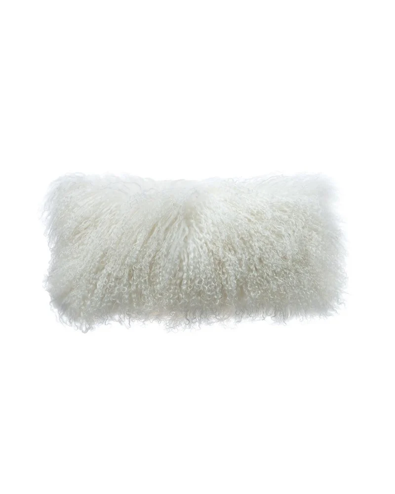Coussin basic en peau de chèvre du Tibet, Blanc