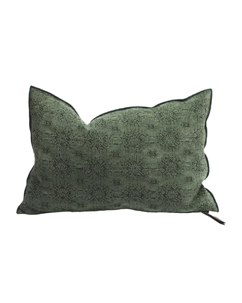Coussin Vice Versa Jacquard Stone Washed Kilim, Avocat