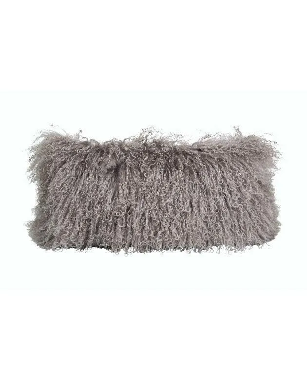 Coussin basic en peau de chèvre du Tibet, Taupe