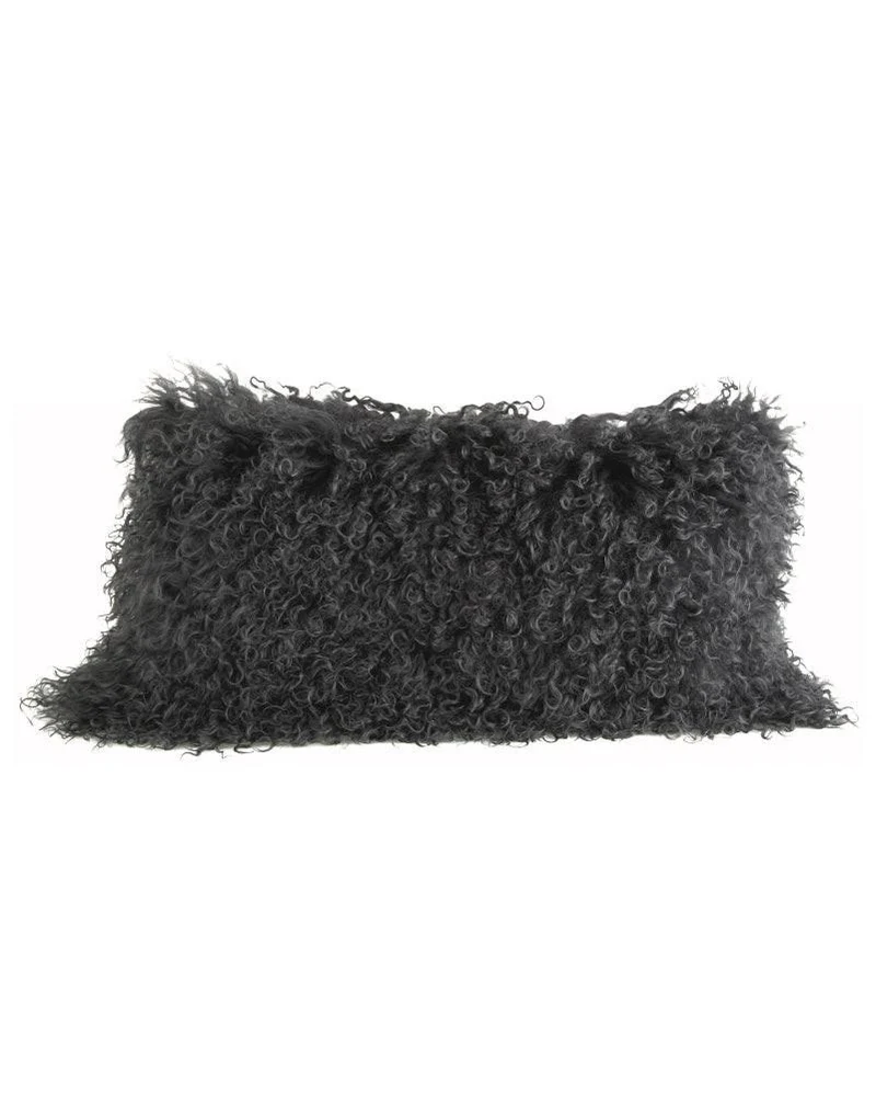 Coussin basic en peau de chèvre du Tibet, Charbon