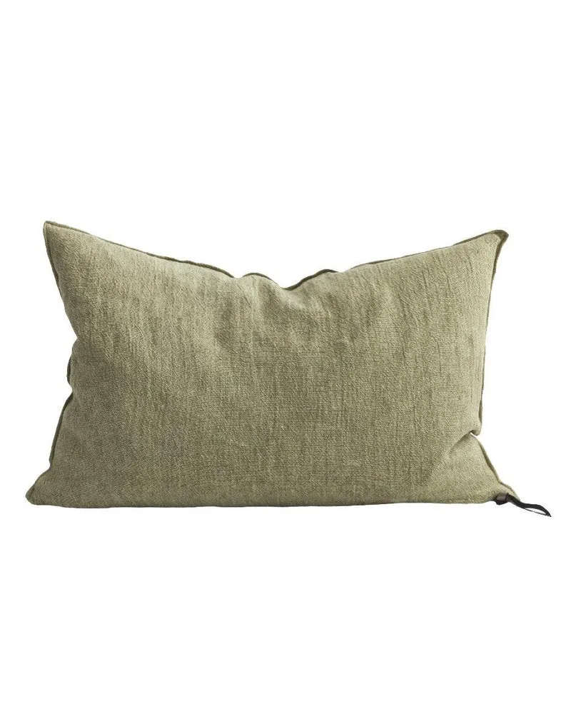 Coussin Vice Versa Crépon de Lin Lavé, Amande
