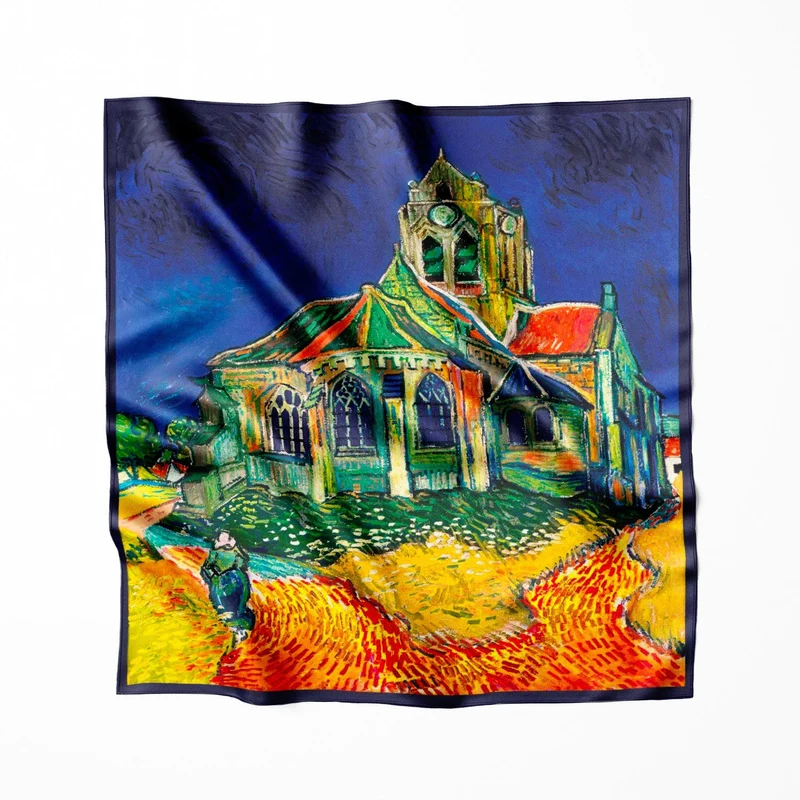 Carré de soie Van Gogh L'Église d'Auvers-sur-Oise