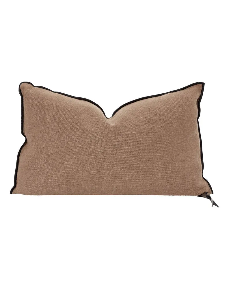 Coussin Vice Versa Black Line en Lin Stone Washed, Blush