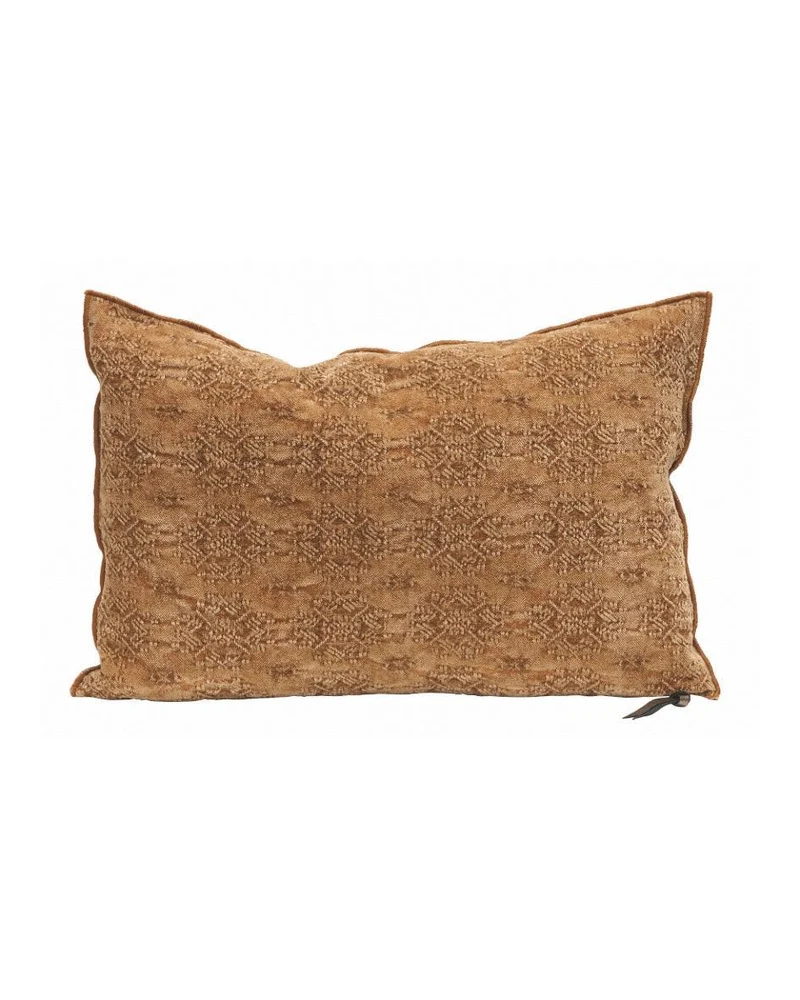 Coussin Vice Versa Jacquard Stone Washed Kilim, Terracotta