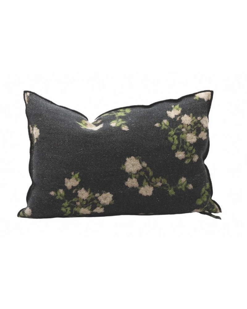 Coussin Vice Versa en toile Lin Wabi-Sabi, Les Roses Crème