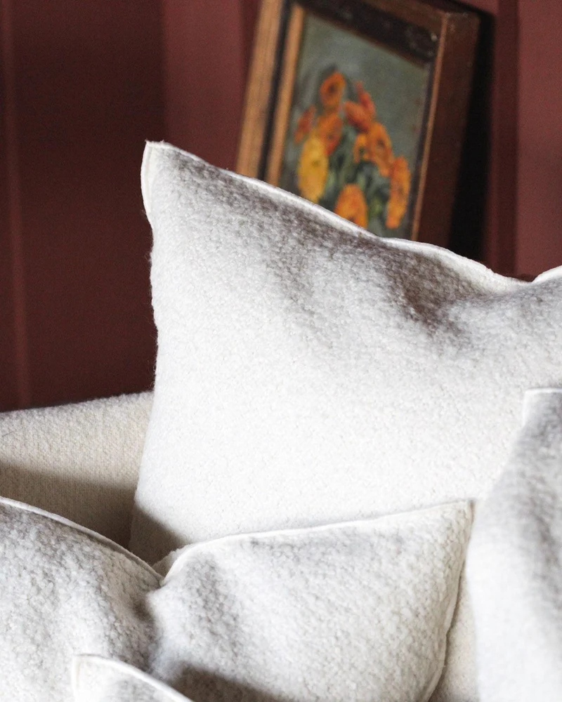 Coussin Vice Versa en toile Yeti, Blanc