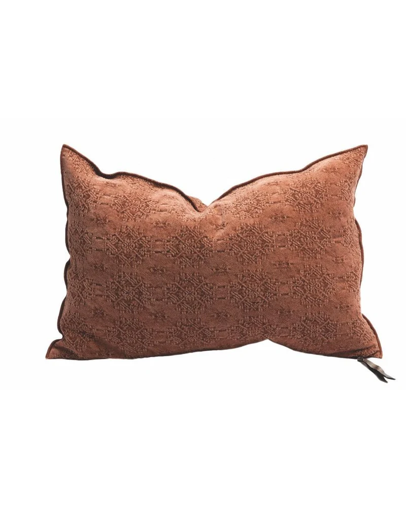 Coussin Vice Versa Jacquard Stone Washed, Kilim Argile