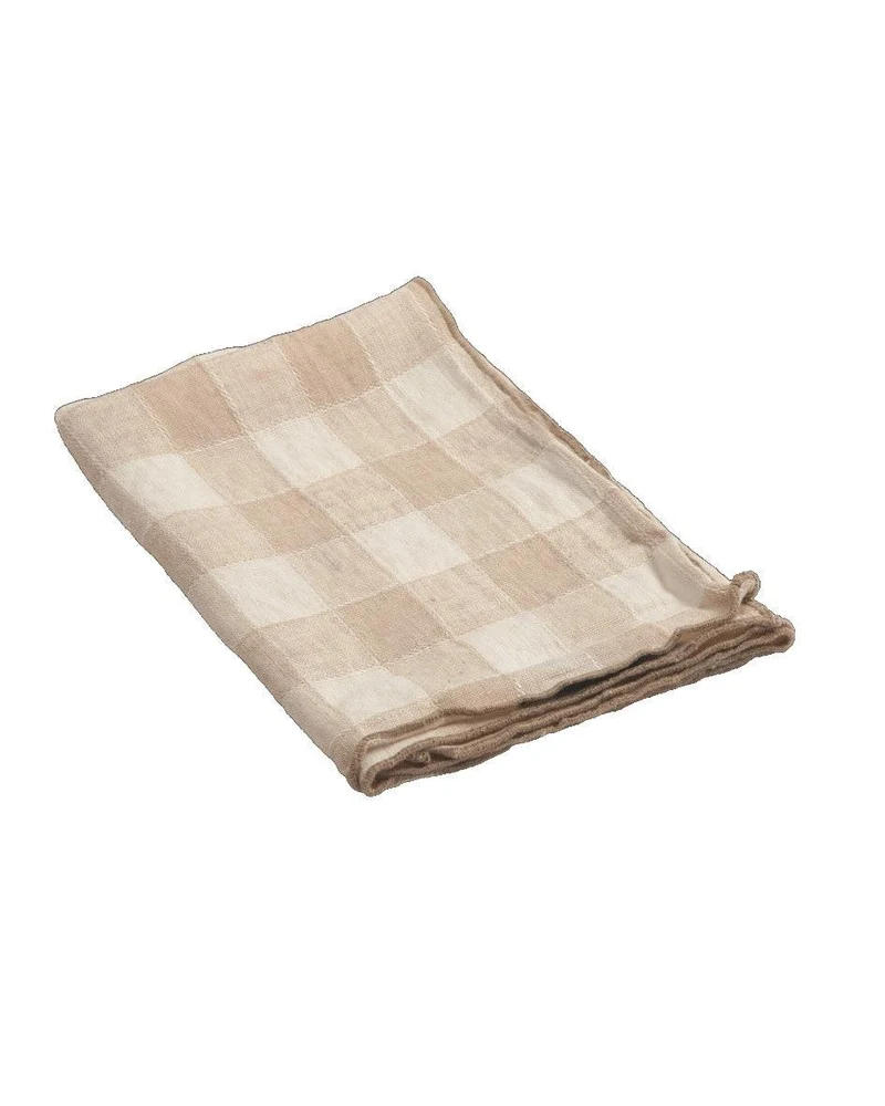 Torchon Bourdon Toile Vintage Vichy, Crème