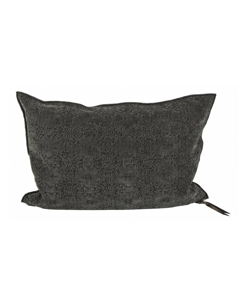 Coussin Vice Versa Jacquard Stone Washed, Kilim Charbon