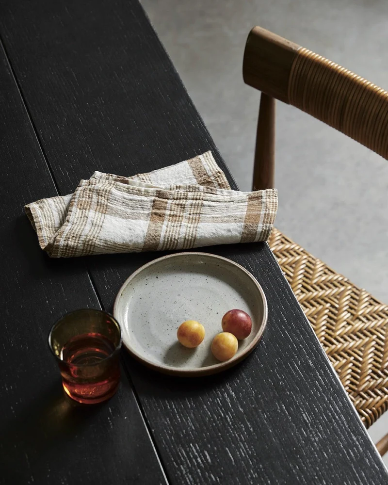 Serviette de table Linge Particulier, Carreaux Caramel