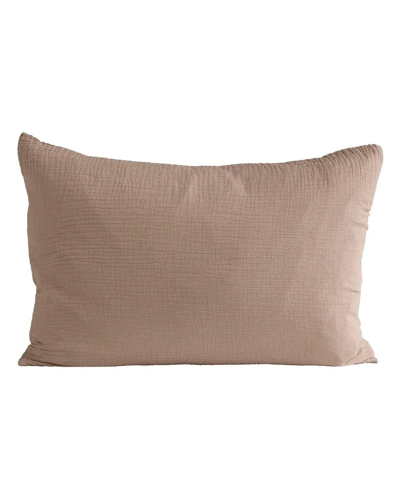 Housse de coussin gaze de coton, Noisette