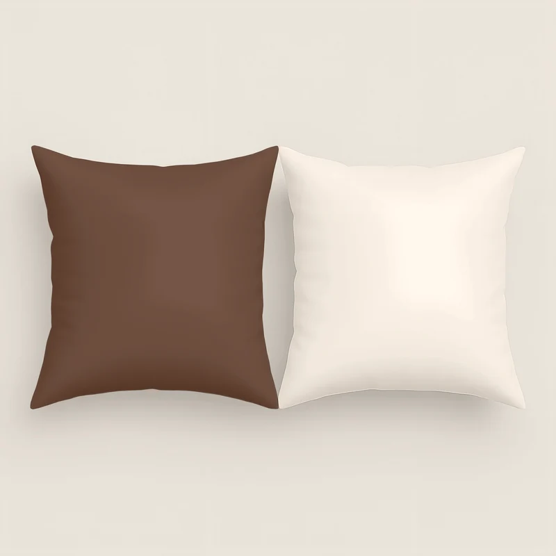 FUNDA DE COJÍN BICOLOR MARRON 18/VAINILLA