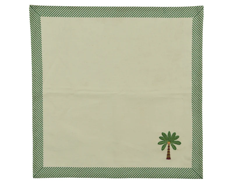 PALMIER VERT Lot de 2 serviettes de table coton