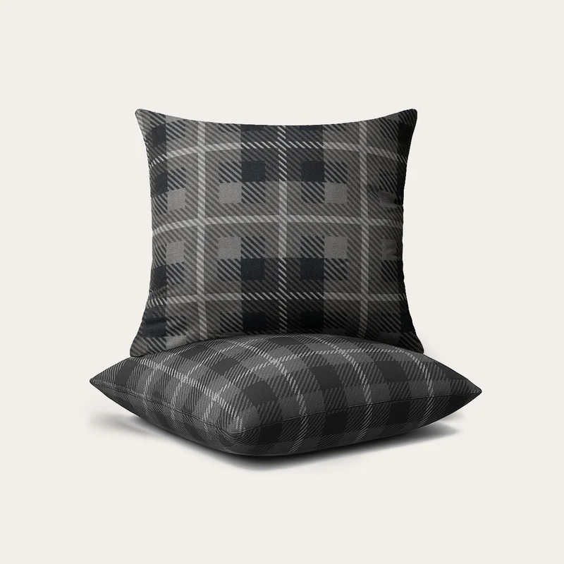HappyBed Sierkussensloop | Grey Tartan | Set van 2
