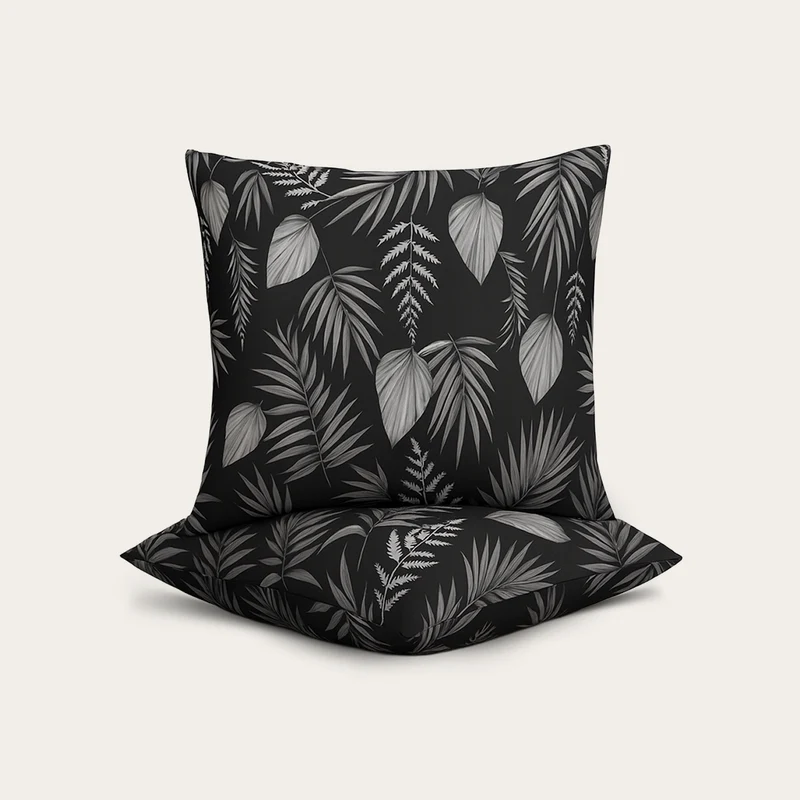 HappyBed Sierkussensloop | Black Leaves | Set van 2