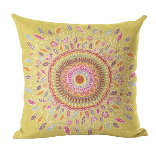 Housse de coussin 40x40 Mandala Jaune