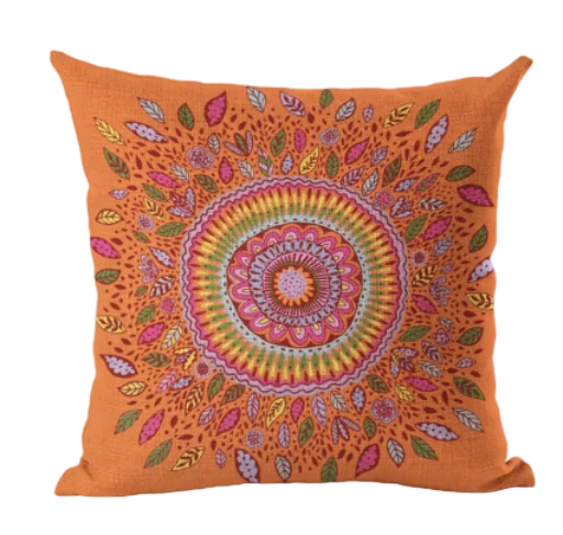 Housse de coussin 40x40 Mandala Orange