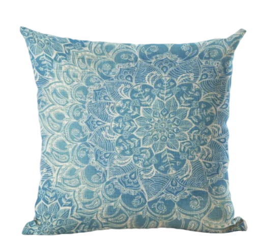 Housse de coussin 40x40 Mandala Bleu Ciel