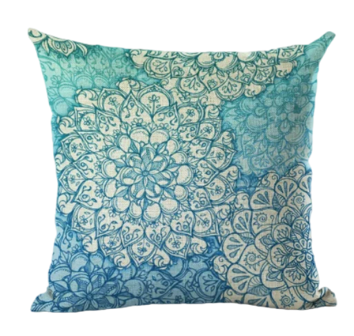 Housse de coussin 40x40 Mandala Bleu