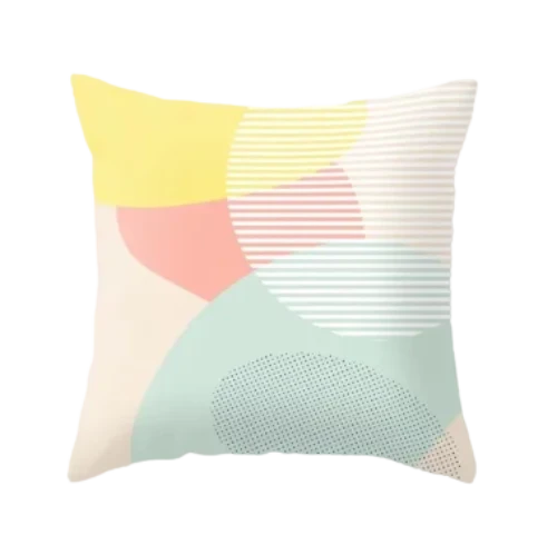 Housse de coussin Géométrique Rose Jaune et Bleu
