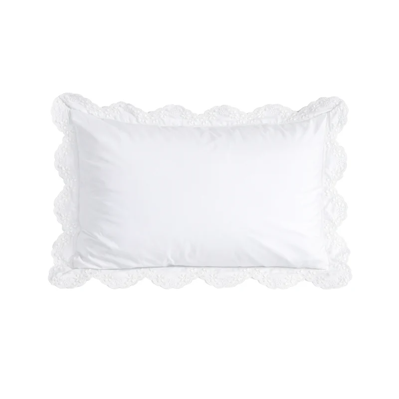 Taie d'oreiller brodée Héloïse - Percale de coton brodée