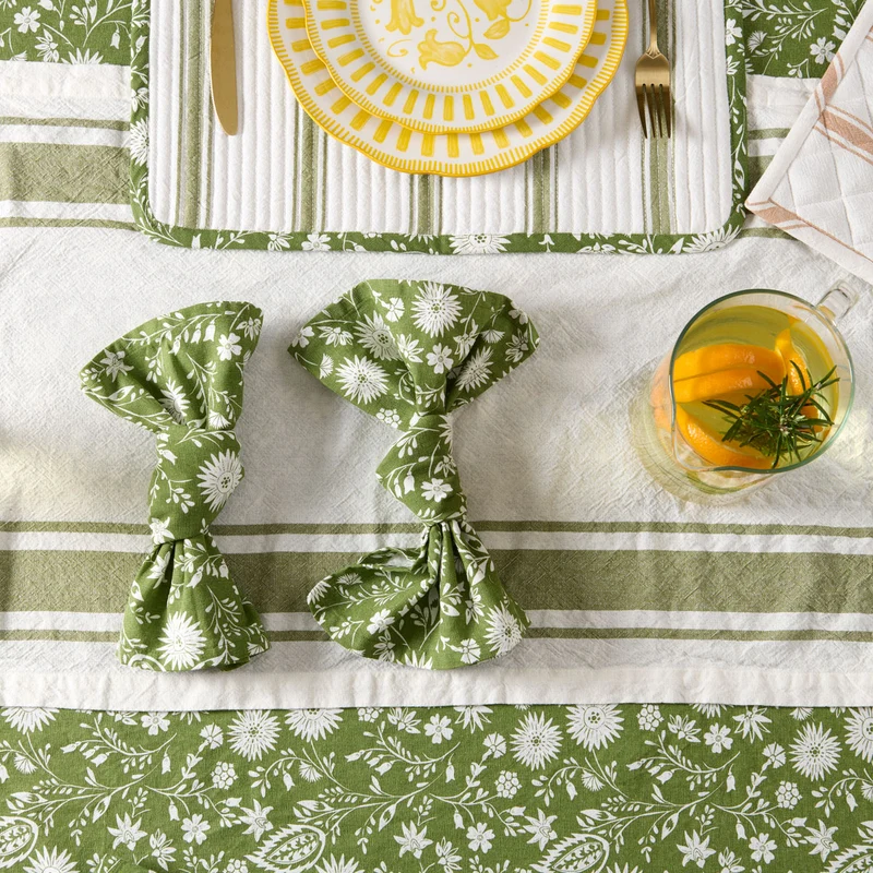 Lot de 2 serviettes de table Sous l’Olivier - 100% Coton lavé