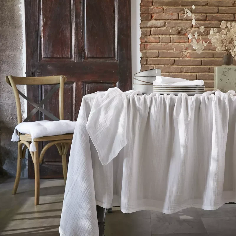 GAIA Nappe gaze de coton Blanc Chantilly