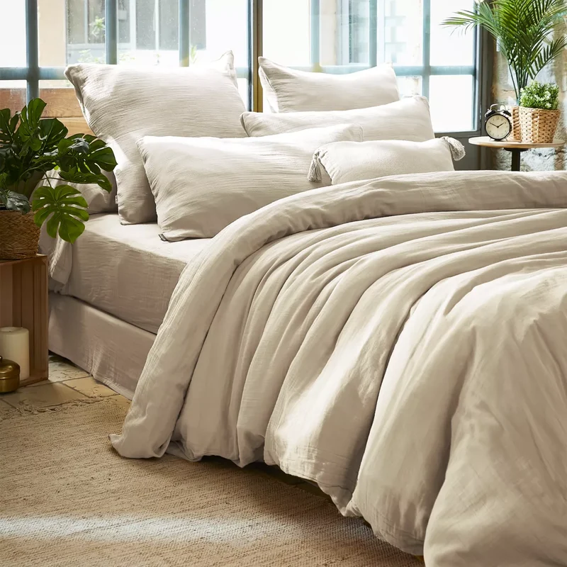 GAIA - Linge de lit gaze de coton Beige Pampa