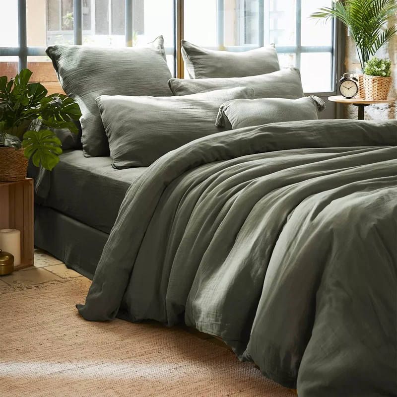 GAIA - Linge de lit gaze de coton Vert Romarin