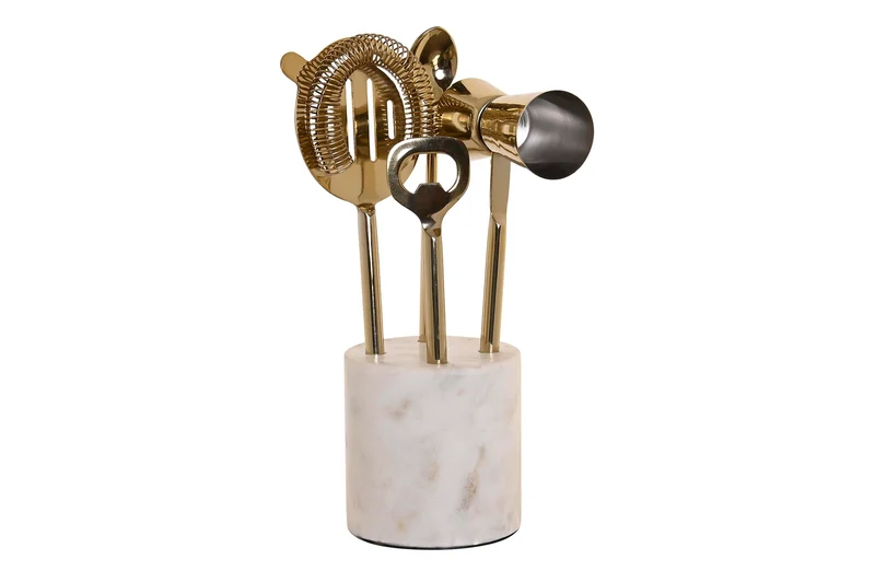 COCKTAIL SET - inox/marbre blanc