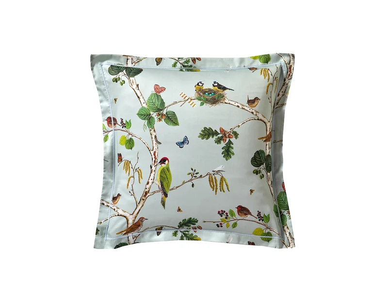 Taie d'oreiller Satin de Coton - WOODLAND Bleu Céleste