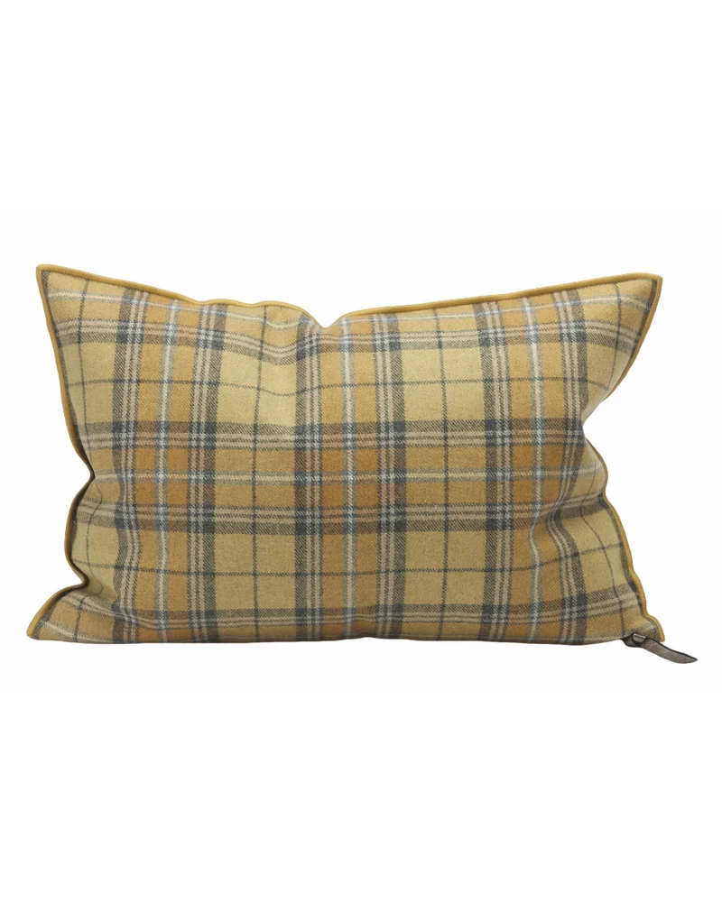 Coussin Vice Versa en Toile Drap de Laine Highlander, Mellow Yellow