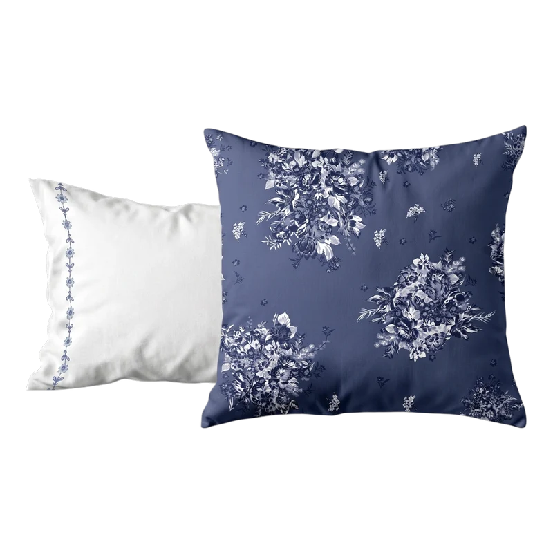 Taie d'oreiller Poème Bleu - Percale de coton