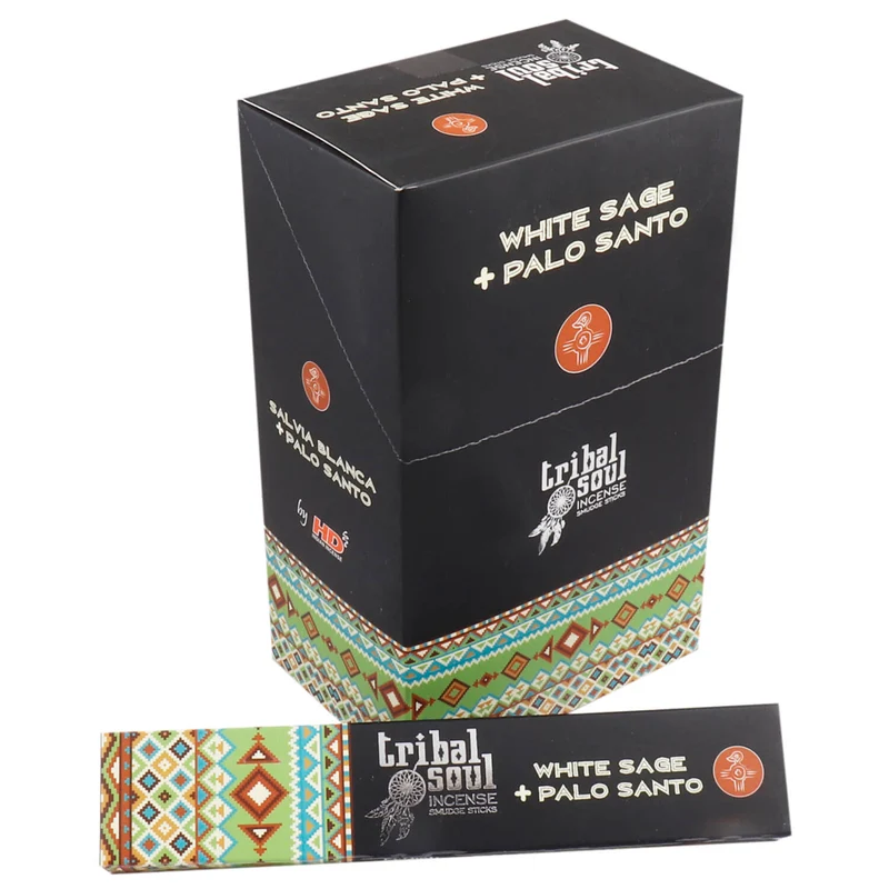 12 à 15 bâtonnets d'Encens âme tribale - Sauge Blanche + Palo Santo