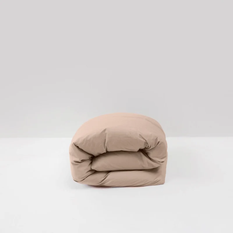 Housse de couette en percale de coton lavé 300 fils • Beige Argile
