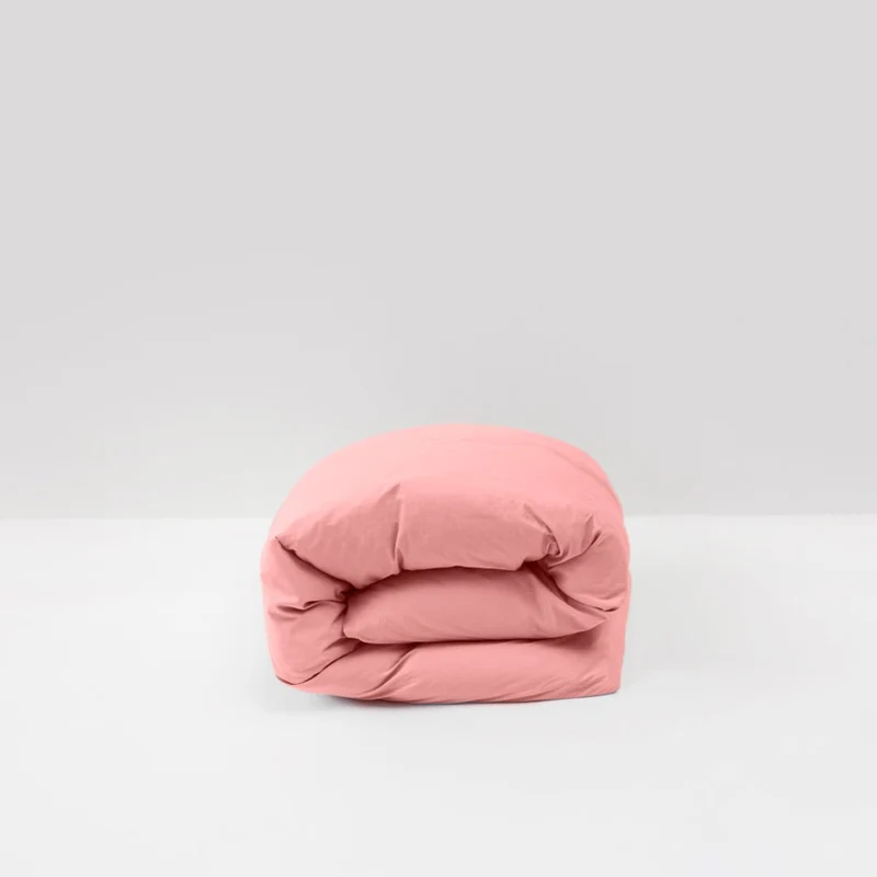 Housse de couette en percale de coton lavé 300 fils • Vieux Rose