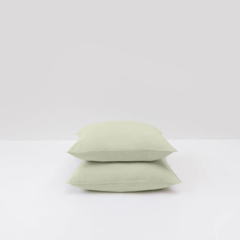 2 taies d'oreiller en lin lavé 190g/m² • Vert Sauge