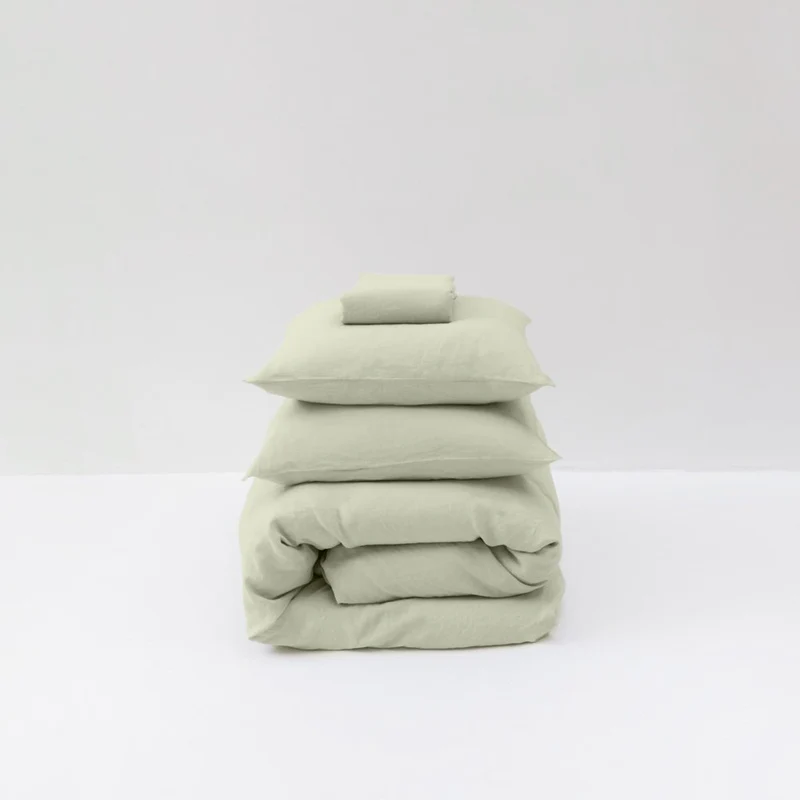 Parure de lit en lin lavé 190g/m² • Vert Sauge