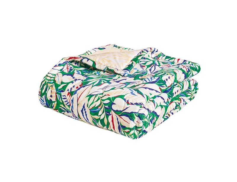 Couvre Lit Matelassé Satin Imprimé - EUPHORIA Emeraude
