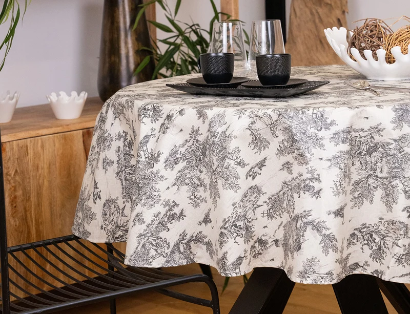 Nappe Ronde Coton enduit - PASTORALE Caviar