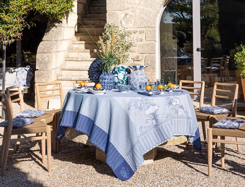 Nappe Enduite Coton Jacquard - PROMENADE IMPERIALE Lapis