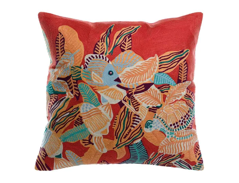Coussin Coton brodé - DORI Papaye