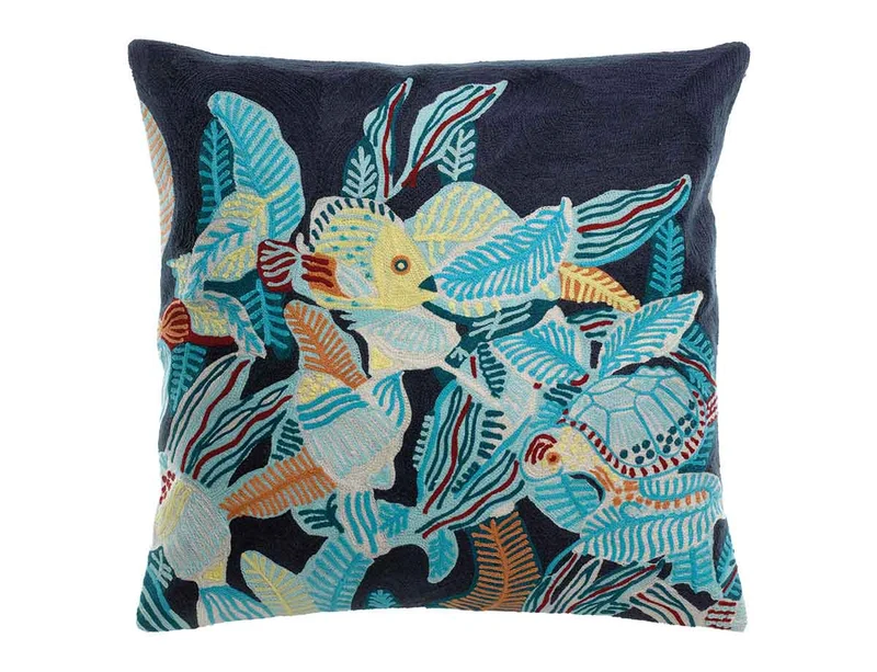 Coussin Coton brodé - DORI Marine