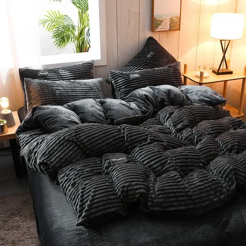 Noir Velours - Drap housse / Housse de couette / Taies d'oreiller