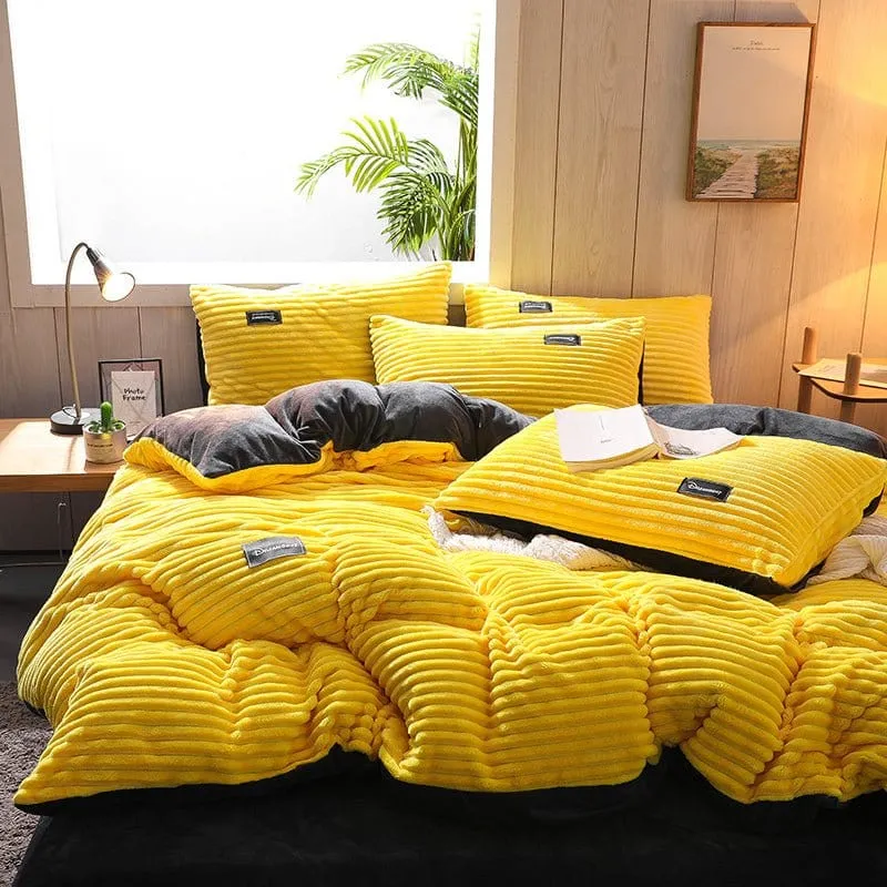 Jaune Velours - Drap housse / Housse de couette / Taies d'oreiller
