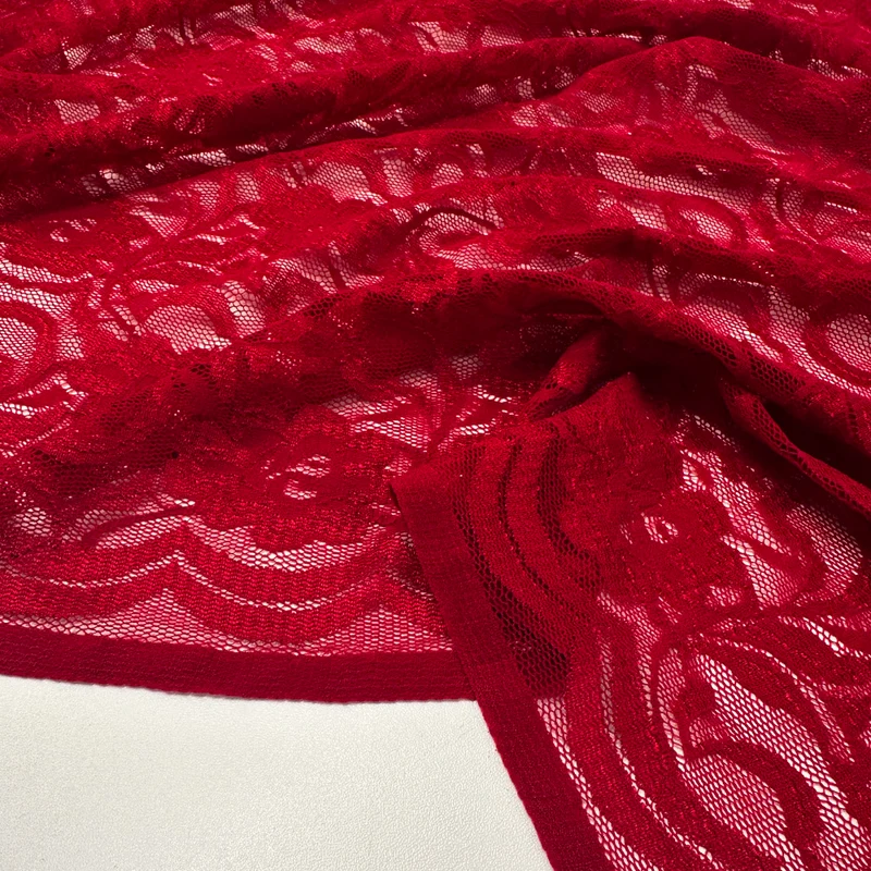 Tissu Maille Dentelle, Stretch - Belladonna
