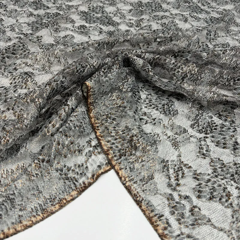 Tissu Dentelle Stretch - Enduit Métallisé, Zina